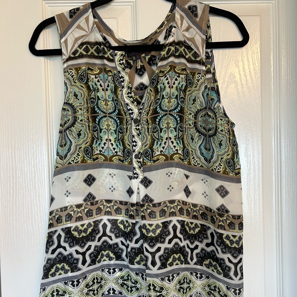 Hale Bob Sleeveless Tank Top in Mint, Black & Cream